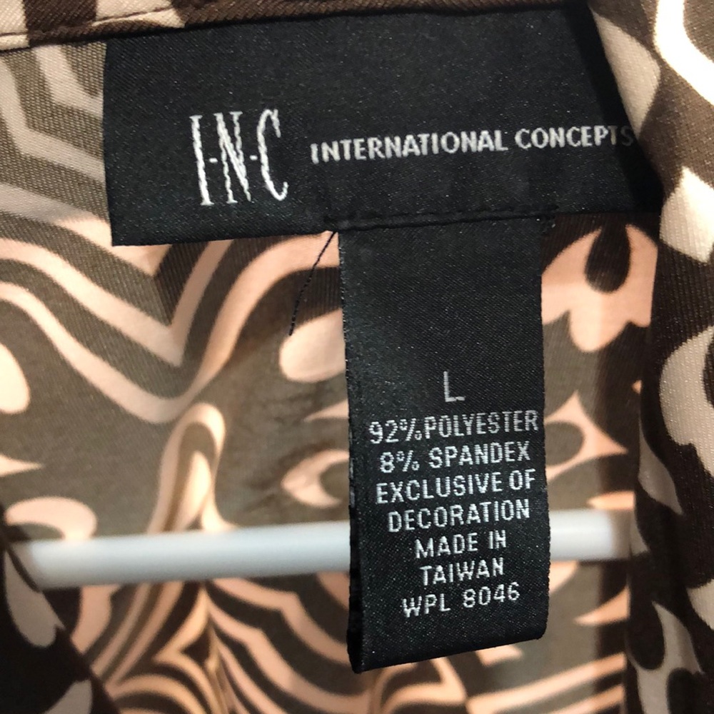 INC BROWN AND TAN SIZE LARGE PRINT DRESS - Picture 5 of 10
